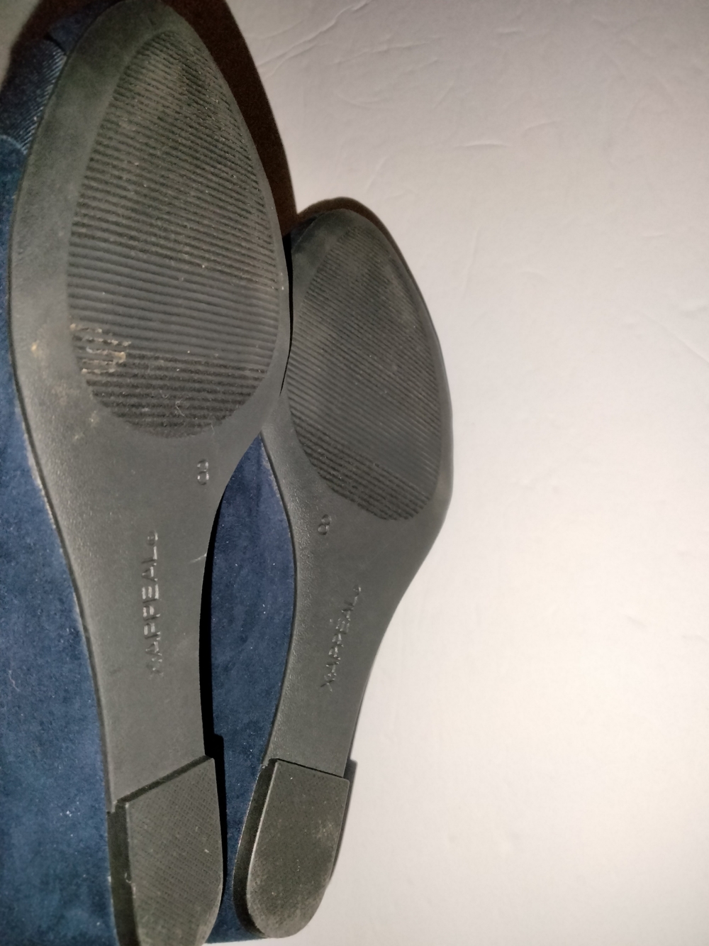 Xappeal (Size 8) Navy Blue Faux Suede Accent Buckle Classic Slip-on Wedge Heels - Picture 7 of 7